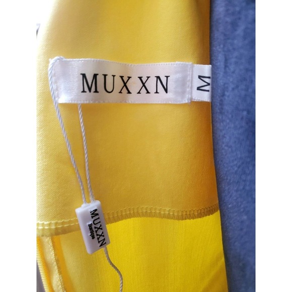 Muxxn Women's Yellow Retro 1950s Asymmetrical Neck Knee Length Pencil Dress M - Picture 10 of 10